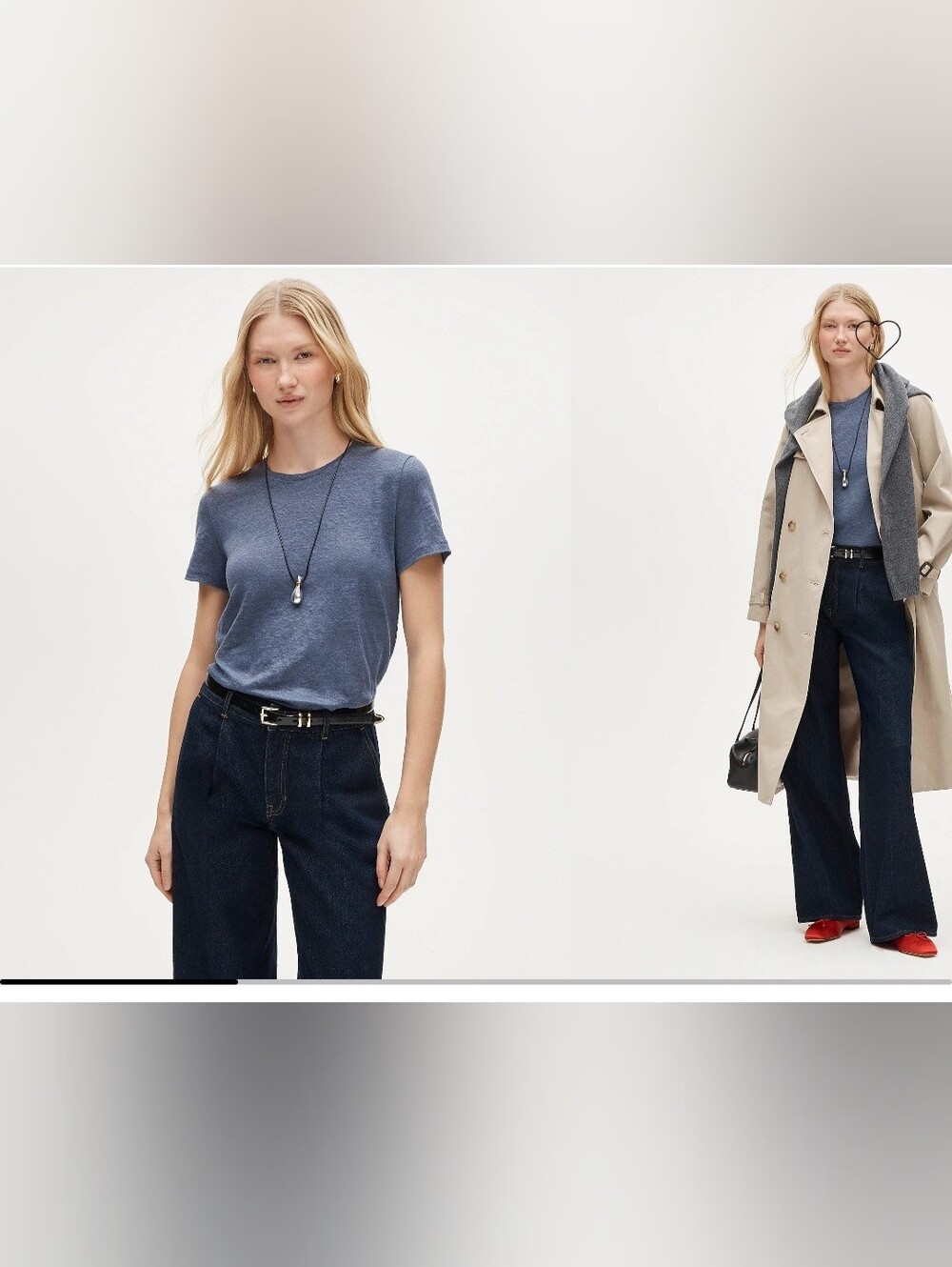 J. Crew New Relaxed Linen T-Shirt NWT Ci871 ESH S Small Evening Shadow Blue
